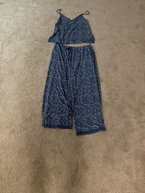 Victoria's Secret Navy Blue Printed Pajama Set